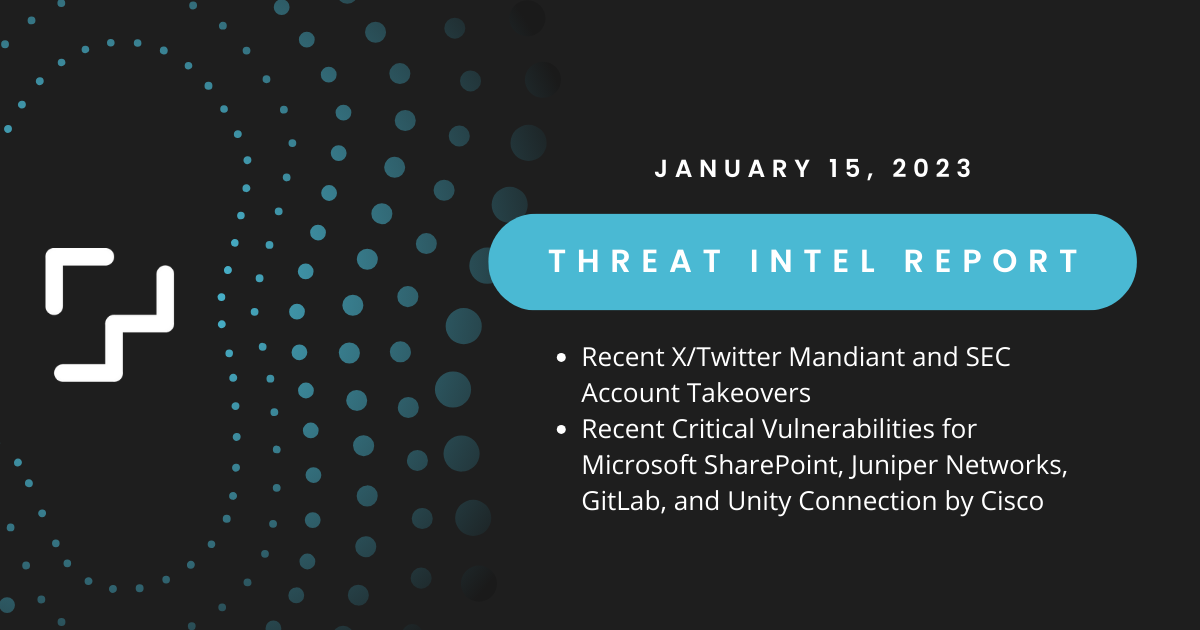 cyber threat intel January 15 2023 by packetwatch cybersecurity