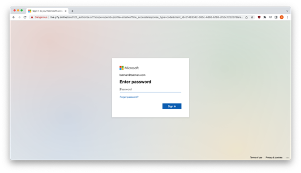 Fake Microsoft Authentication Portal via Inky.com